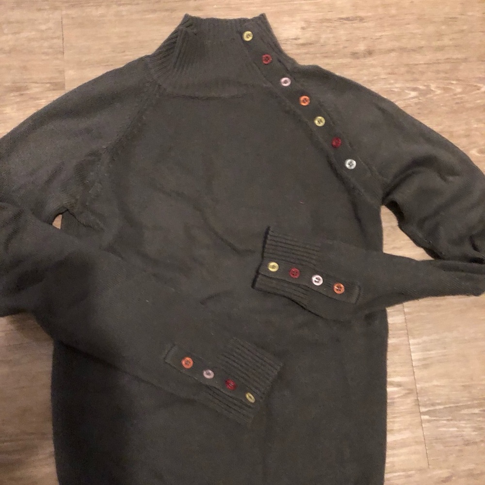Topshop Gray Turtleneck Sweater with Colorful Button Details